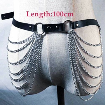 Sethain Punk Leder Körperkette Schwarz Geschichtet Ketten Mehrschichtig Taille Ketten Nachtclub Körperzubehör Schmuck für Frauen und Mädchen - 6