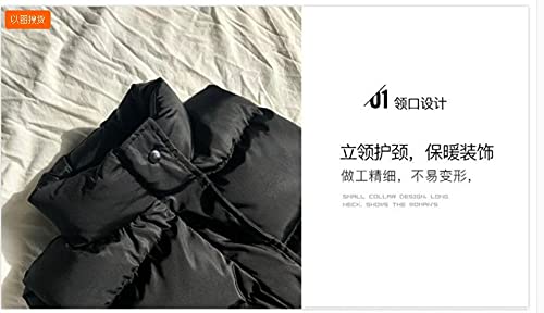 SHOUJIQQ Damen Kurze Steppweste - Baumwolle Daunenweste Winter Lose Weste Mantel, Frühling Ärmellose Baumwolle Wattierte Weste Jacke Für Damen Winddichte Warme Weste,Schwarz,Small - 8