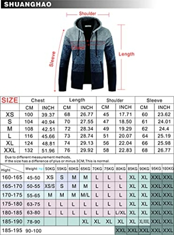 Shuanghao Herren Hoodie mit Kapuze Pullover Pulli Strick-Sweatshirt-Strickjacke-Cardigan, Freizeit-Winter-Kapuzen-Pulli-Strick-Jacke, Fleece-Innenseite Outdoor Herren Kapuzenjacke für Hoodie (M, rot) - 6