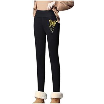 Thermoleggins Damen Lang High Waist Fleece Thermo Hose Winter Warme Jogginghose Gefüttert Thermohose Elastische Strumpfhosen Yogahosen Ski Thermohose - 3