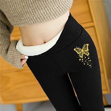 Thermoleggins Damen Lang High Waist Fleece Thermo Hose Winter Warme Jogginghose Gefüttert Thermohose Elastische Strumpfhosen Yogahosen Ski Thermohose - 5