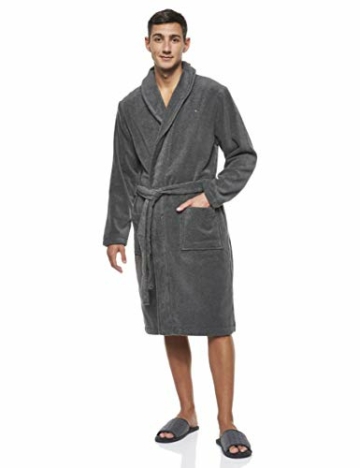 Tommy Hilfiger Herren Bademantel Icon bathrobe, Gr. Large, Grau (MAGNET 884) - 1