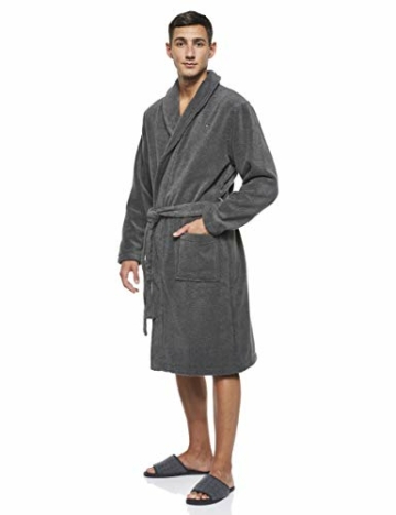 Tommy Hilfiger Herren Bademantel Icon bathrobe, Gr. Large, Grau (MAGNET 884) - 3