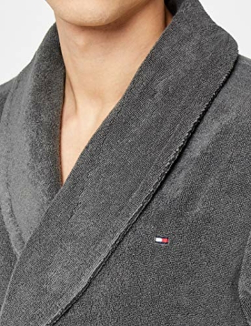 Tommy Hilfiger Herren Bademantel Icon bathrobe, Gr. Large, Grau (MAGNET 884) - 4