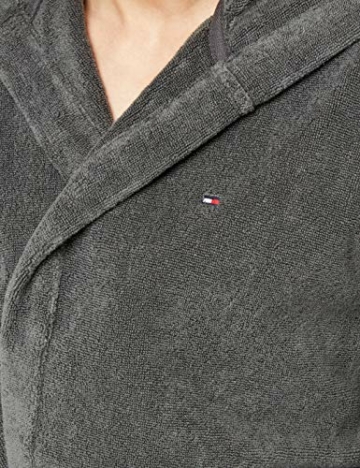 Tommy Hilfiger Herren Icon Hooded Bathrobe Bademantel, Dunkelgrau (Magnet 884), L - 4