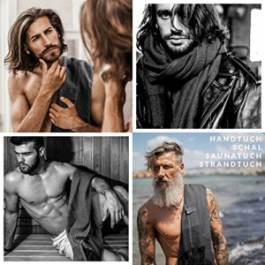 TOWELERY Premium Saunatuch Herren groß, 180x100cm, anthrazit - mit Leder Armband - Hamamtuch groß handgewebt 100% Bio-Baumwolle - Strandtuch xxl, Reisetuch, Sporttuch, Wellnesstuch. - 3