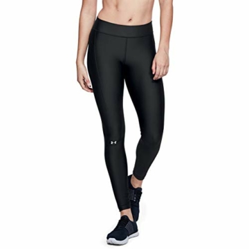 Under Armour Damen HeatGear Armour atmungsaktive, superleichte Sport Leggings mit Kompressionspassform, Schwarz (Black/Black/Metallic Silver 001), XS - 1