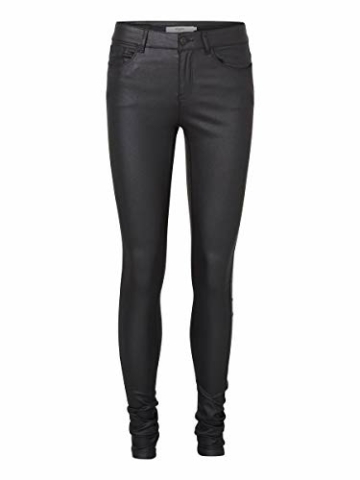 VERO MODA Damen Vmseven Nw Smooth Coated Pants Noos Hose, Black, XXS 30L EU - 1