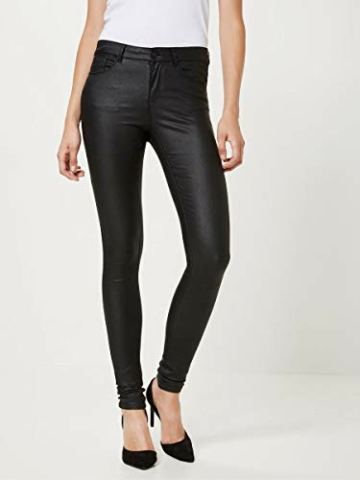 VERO MODA Damen Vmseven Nw Smooth Coated Pants Noos Hose, Black, XXS 30L EU - 6