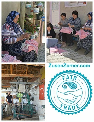 ZusenZomer Hamamtuch XL - 100x190 - Fouta Hammam Badetuch Strandtuch Saunatuch - 100% gekämmte Baumwolle Oeko-TEX® - Fair Trade Hamamtücher (Türkis Lime) - 5