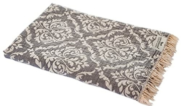 Carenesse Jacquard Hamamtuch Barock 90 x 175 cm grau I Edles Hamam Handtuch 100% saugfähige Baumwolle mit hochwertiger Webung I Pestemal / Fouta weich & zart I Leichtes Hamam Strandtuch kompakt - 1