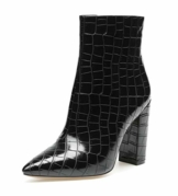 Castamere Damen Reißverschluss Stiefeletten Blockabsatz Hoch Heel 10CM Riss Schwarz Schuhe EU 41 - 1