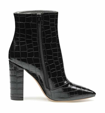 Castamere Damen Reißverschluss Stiefeletten Blockabsatz Hoch Heel 10CM Riss Schwarz Schuhe EU 41 - 4