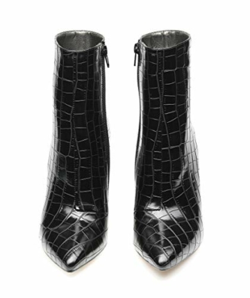 Castamere Damen Reißverschluss Stiefeletten Blockabsatz Hoch Heel 10CM Riss Schwarz Schuhe EU 41 - 5