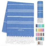 LeStoff das traditionelle Hamamtuch Strandtuch Badetuch Saunatuch Duschtuch Spa Sport Yoga Reisen 100% Bio-Baumwolle. Nachhaltig, natürlich, weich und vorgewaschen. (100 x 180 cm, Sky Blue) - 1