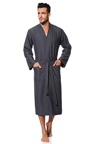 Morgenstern Kimono Bademantel Herren Saunamantel Grau Kimonobademantel Morgenmantel Baumwolle Microfaser Viskose Bambus Männer Größe XL Michael - 3