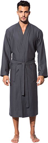 Morgenstern Kimono Bademantel Herren Saunamantel Grau Kimonobademantel Morgenmantel Baumwolle Microfaser Viskose Bambus Männer Größe XL Michael - 4