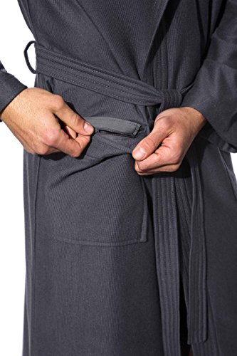 Morgenstern Kimono Bademantel Herren Saunamantel Grau Kimonobademantel Morgenmantel Baumwolle Microfaser Viskose Bambus Männer Größe XL Michael - 7