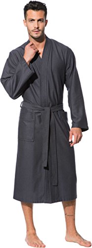 Morgenstern Kimono Bademantel Herren Saunamantel Grau Kimonobademantel Morgenmantel Baumwolle Microfaser Viskose Bambus Männer Größe XL Michael - 1