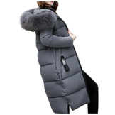 SSLLM Damen Winter Parka Lang Warm Steppmantel Daunenjacke mit Kunstfell Kapuze Slim Fit Reißverschluss Damenmantel Steppjacke Outdoor Leichte Daunenjacke Softshelljacke mit Taschen - 1