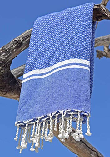 ZusenZomer Fouta Hamamtuch XL 100x190 Blau - Saunatuch Hammam Badetuch gekämmte Baumwolle Waffel Oeko-TEX® - Fair Trade Hammam Tücher - 2