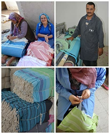 ZusenZomer Fouta Hamamtuch XL 100x190 Blau - Saunatuch Hammam Badetuch gekämmte Baumwolle Waffel Oeko-TEX® - Fair Trade Hammam Tücher - 7