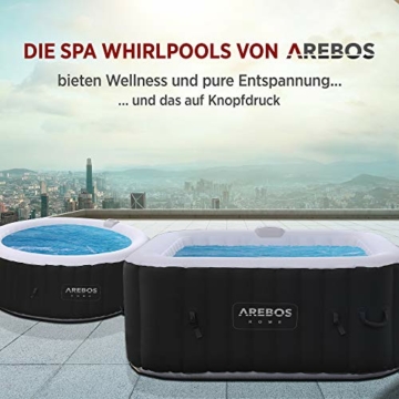 Arebos Whirlpool | aufblasbar | In- & Outdoor | 4 Personen | 100 Massagedüsen | mit Heizung | 600 Liter | Inkl. Abdeckung | Bubble Spa & Wellness Massage - 3