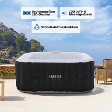 Arebos Whirlpool | aufblasbar | In- & Outdoor | 4 Personen | 100 Massagedüsen | mit Heizung | 600 Liter | Inkl. Abdeckung | Bubble Spa & Wellness Massage - 5