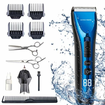 BarberBoss Haarschneidemaschine Profi Wasserdicht Haarschneider Herren Wiederaufladbar Haartrimmer Drei Geschwindigkeitseinstellungen Langhaarschneider Elektrisch Bartschneider Schnurlos Barttrimmer - 1