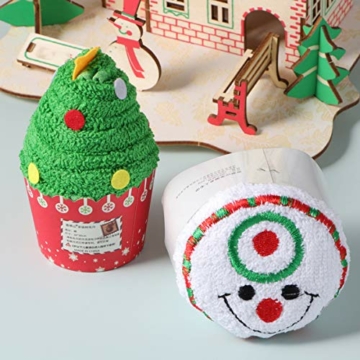 Healifty Weihnachtshandtuch-Set, Weihnachtshandtuch, Geschirrtuch, weiße Baumwolle, Weihnachtsbaum und Schneemann, 2 Stück - 2