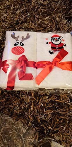 Lex's Linens Gästehandtücher, bestickt, Rudolph und Weihnachtsmann, 2 Stück - 6