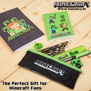 Minecraft Schulsachen, Stifte Set mit Federtasche Junge, Notizhefte, Buntstifte Kinder, Radiergummi, Spitzer, Kugelschreiber - 5
