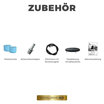 Miweba MSpa aufblasbarer Whirlpool 2021 Comfort Bergen C-BE061 - für 6 Personen - 138 Luftdüsen - 204.0 x 204.0 x 70.0 cm - Pool aufblasbar (Anthrazit/Blau) - 8