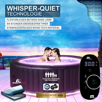 Miweba MSpa aufblasbarer Whirlpool Aurora U-AU06 Outdoor für 6 Personen - inkl. LED RGB - inkl. Ozon & UV-C-Reinigung - TÜV GS geprüft - Pool aufblasbar - 5