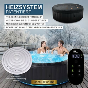 Miweba MSpa aufblasbarer Whirlpool Aurora U-AU06 Outdoor für 6 Personen - inkl. LED RGB - inkl. Ozon & UV-C-Reinigung - TÜV GS geprüft - Pool aufblasbar - 6