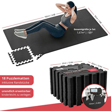 Schutzmatten Set Puzzlematte Bodenschutz: Puzzle Bodenschutzmatte Unterlegmatte Sportgeräte Matten Fitnessmatte Turnmatte Bodenmatte Sportmatte Trainingsmatte Fitnessraum Keller Garage Fitness-Belag - 2