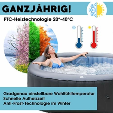 Whirlpool aufblasbar MSpa Tekapo für 4 Personen 158x158cm In-Outdoor Pool 108 Massagedüsen Timer Heizung Aufblasfunktion per Knopfdruck Bubble Spa Wellness Massage - 4