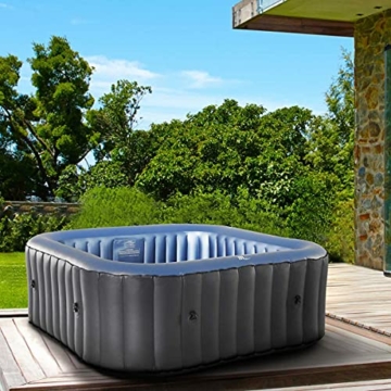 Whirlpool aufblasbar MSpa Tekapo für 6 Personen 185x185cm In-Outdoor Pool 132 Massagedüsen Timer Heizung Aufblasfunktion per Knopfdruck TÜV geprüft Bubble Spa Wellness Massage - 1