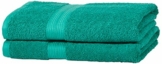 Amazon Basics Handtuch-Set, ausbleichsicher, 2 Badetücher, Grün, 100% Baumwolle 500g/m² - 1
