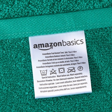 Amazon Basics Handtuch-Set, ausbleichsicher, 2 Badetücher, Grün, 100% Baumwolle 500g/m² - 7