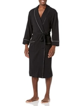 Amazon Essentials Herren-Bademantel mit Schalkragen, Waffelmuster, Black, US M-L (EU M-L) - 1
