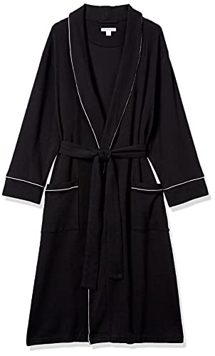 Amazon Essentials Herren-Bademantel mit Schalkragen, Waffelmuster, Black, US M-L (EU M-L) - 5