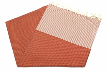 ANNA ANIQ Hamamtuch Fouta Sauna-Tuch XXL Extra Groß 200 x 100cm - 100% Baumwolle aus Tunesien als Strand-Tuch, orientalisches Bade-Tuch, Picknick, Yoga, Schal, Pestemal, Strand-Handtuch (Terracotta) - 2