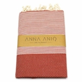 ANNA ANIQ Hamamtuch Fouta Sauna-Tuch XXL Extra Groß 200 x 100cm - 100% Baumwolle aus Tunesien als Strand-Tuch, orientalisches Bade-Tuch, Picknick, Yoga, Schal, Pestemal, Strand-Handtuch (Terracotta) - 1