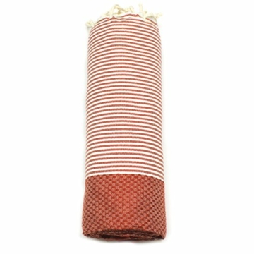 ANNA ANIQ Hamamtuch Fouta Sauna-Tuch XXL Extra Groß 200 x 100cm - 100% Baumwolle aus Tunesien als Strand-Tuch, orientalisches Bade-Tuch, Picknick, Yoga, Schal, Pestemal, Strand-Handtuch (Terracotta) - 4