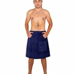 Arus Saunakilt für Herren, 100% Bio-Baumwolle-Frottee, Knielang, mit Gummizug und Klettverschluss, Saunatuch, Badehandtuch, Größe: S/M, Farbe: Marine - 1