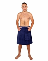 Arus Saunakilt für Herren, 100% Bio-Baumwolle-Frottee, Knielang, mit Gummizug und Klettverschluss, Saunatuch, Badehandtuch, Größe: S/M, Farbe: Marine - 1