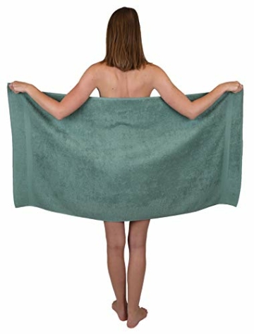 Betz 12-TLG. Handtuch Set Premium 100% Baumwolle 2 Duschtücher 4 Handtücher 2 Gästetücher 2 Seiftücher 2 Waschhandschuhe Farbe Graphit/tannengrün - 3