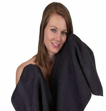 Betz 12-TLG. Handtuch Set Premium 100% Baumwolle 2 Duschtücher 4 Handtücher 2 Gästetücher 2 Seiftücher 2 Waschhandschuhe Farbe Graphit/tannengrün - 4