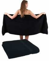 Betz 2 Stück Premium Saunatücher Saunatuch Saunahandtuch Set 100% Baumwolle Frottier XXL Badetuch Strandtuch Größe 70 x 200 cm Farbe schwarz - 1